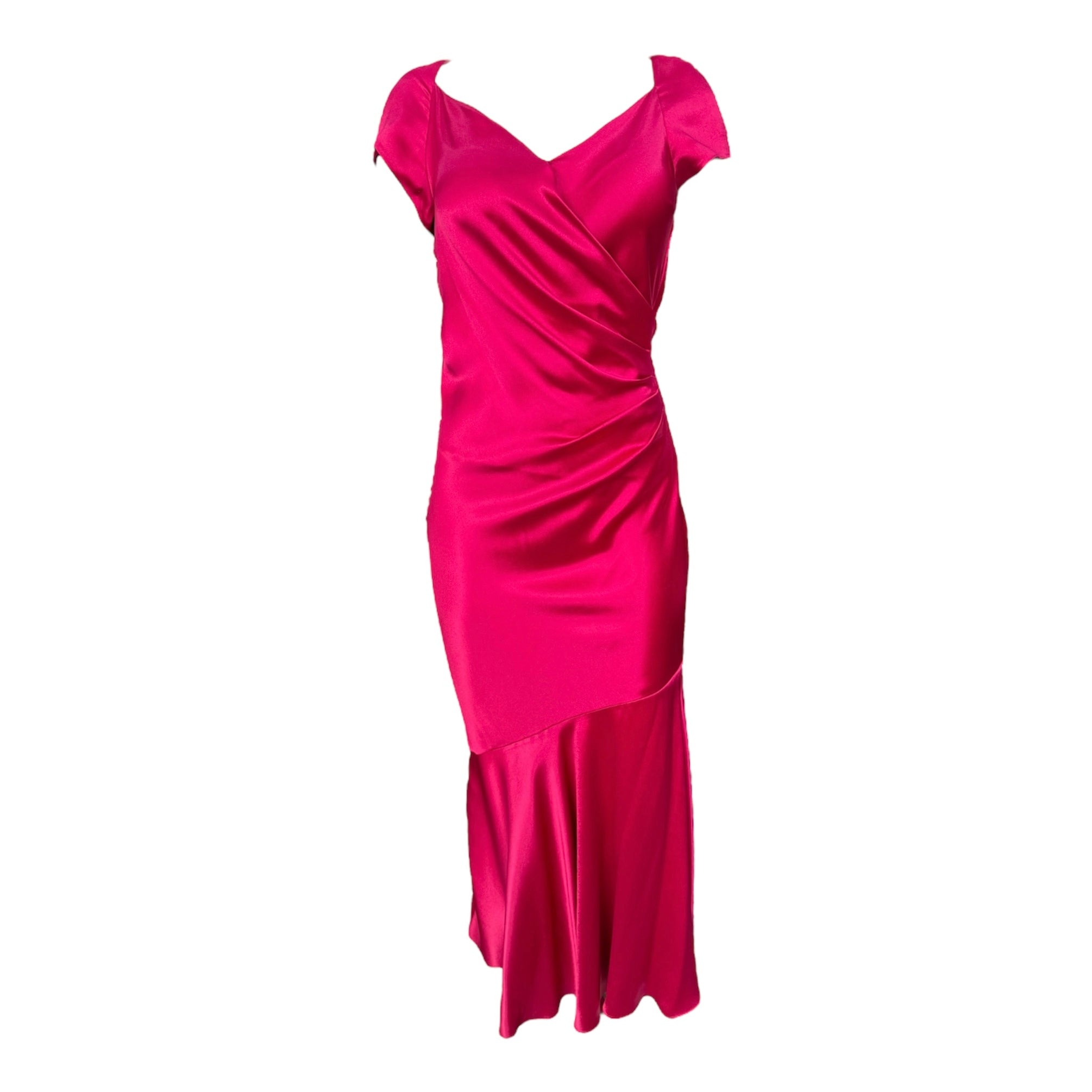 Hot Pink Satin Bias Cut Gown 2000's Does 1930's 