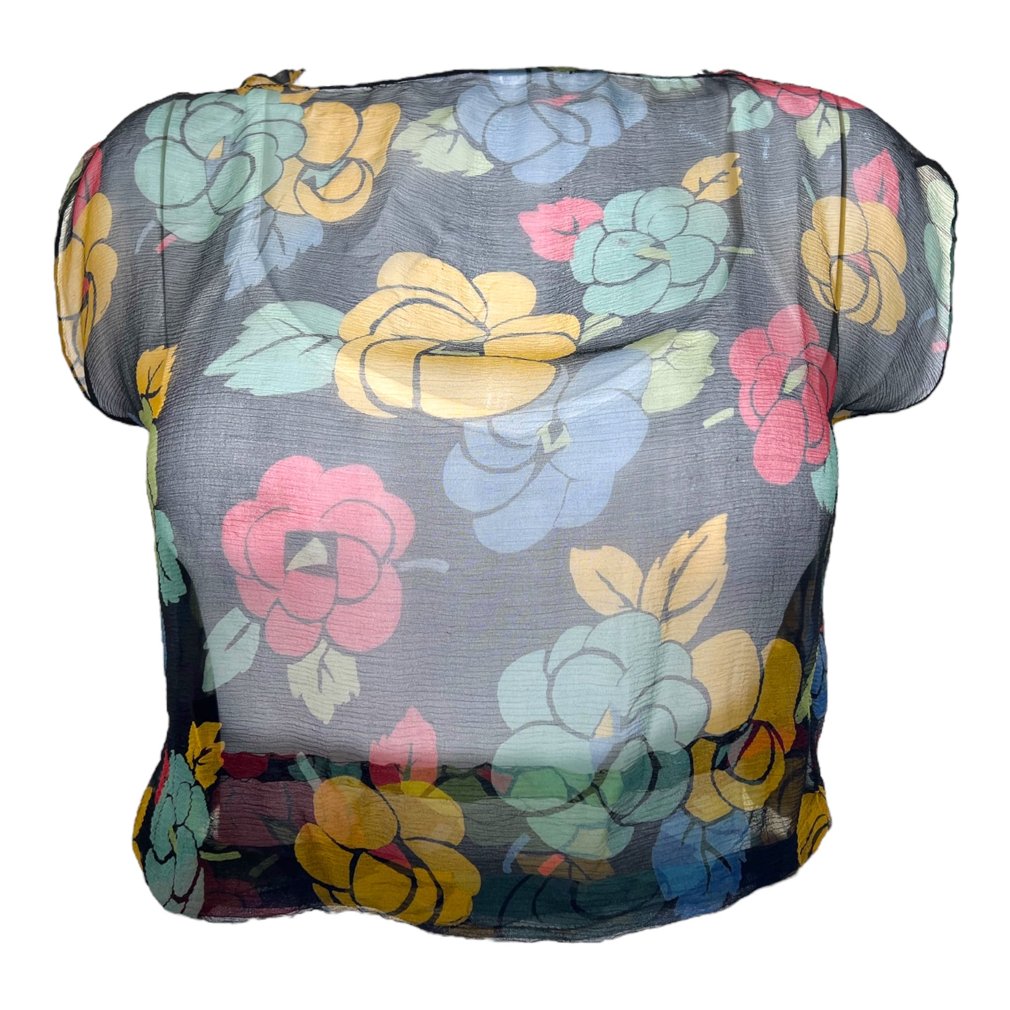1920's Crepe Silk Rose Print Blouse