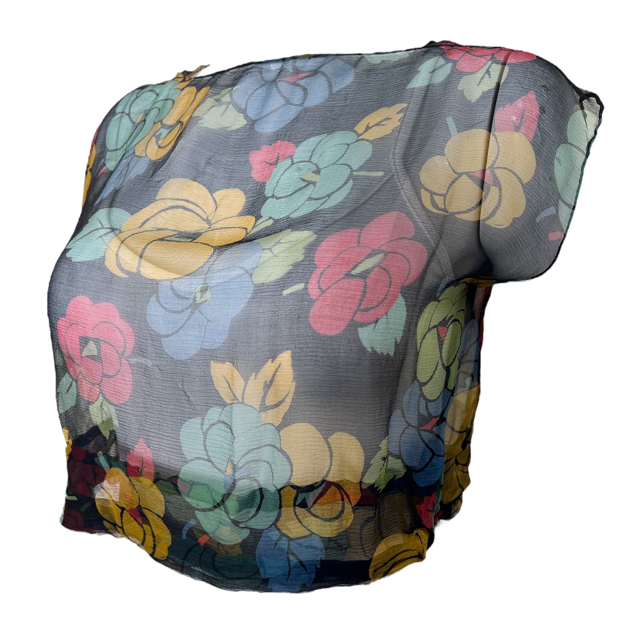1920's Crepe Silk Rose Print Blouse, side