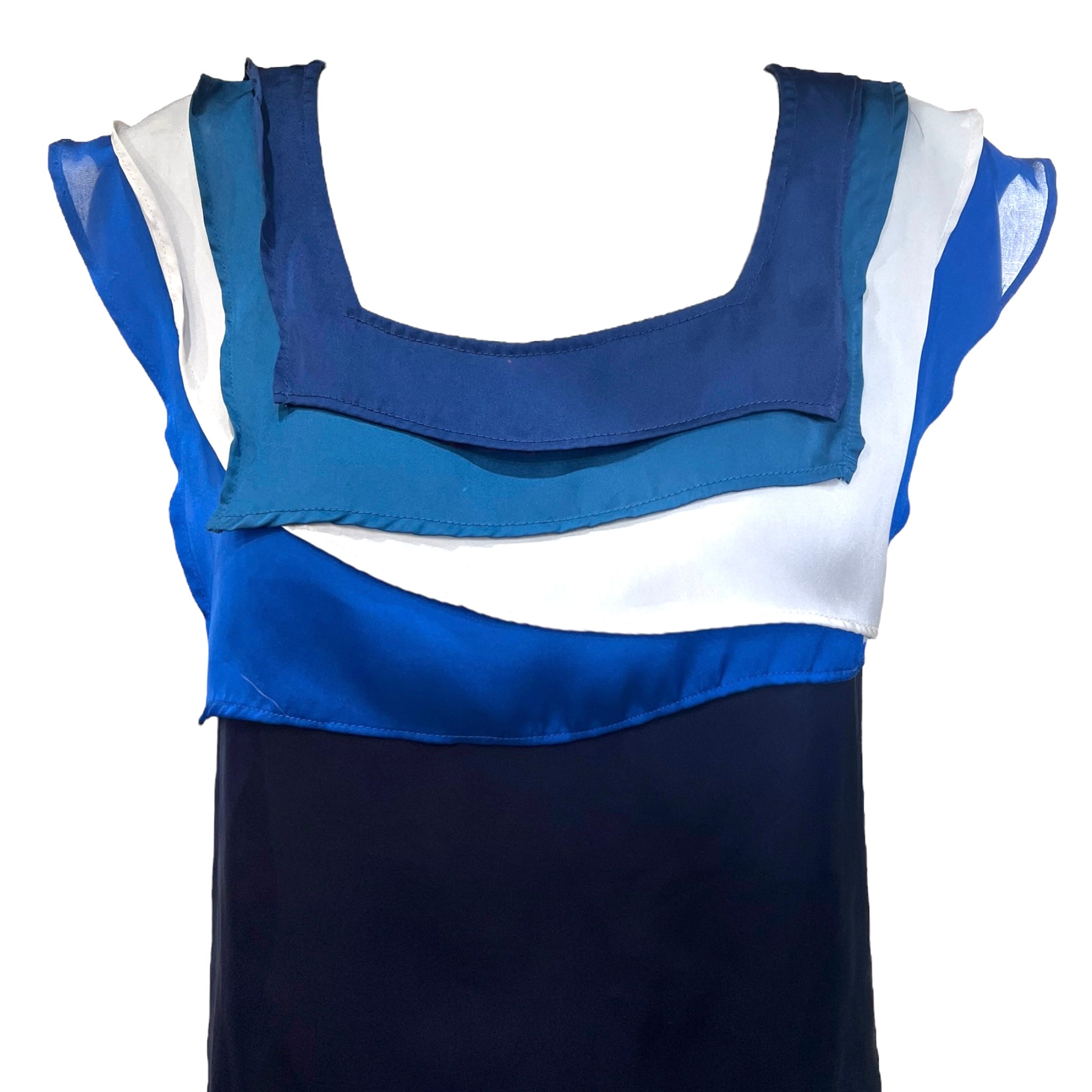 Lanvin Winter 2007 Color-Blocked Silk Layered Sailor Collar Blouse, details