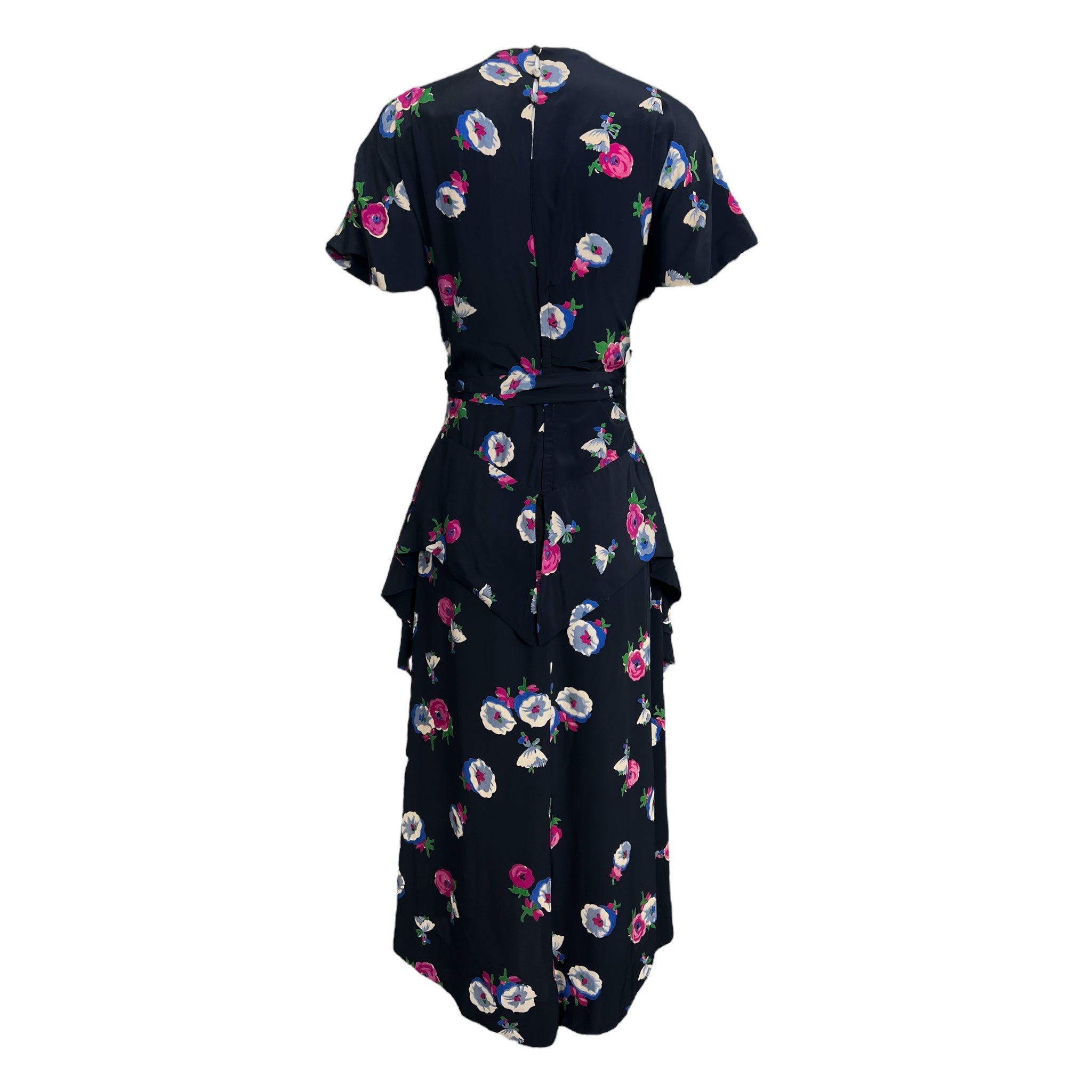 Eisenberg 1940's Blue Rayon Floral Peplum Dress THE WAY WE WORE Eisenberg 1940's Blue Rayon Floral Peplum Dress THE WAY WE WORE