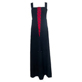Courrèges 1970's Black and Red Wool Lace Up Vampire Gown