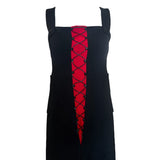 Courrèges 1970's Black and Red Wool Lace Up Vampire Gown, top