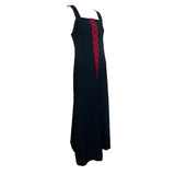 Courrèges 1970's Black and Red Wool Lace Up Vampire Gown, side