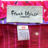 Frank Usher 1970's Floral and Striped Printed Two Piece Dress Ensemble, label