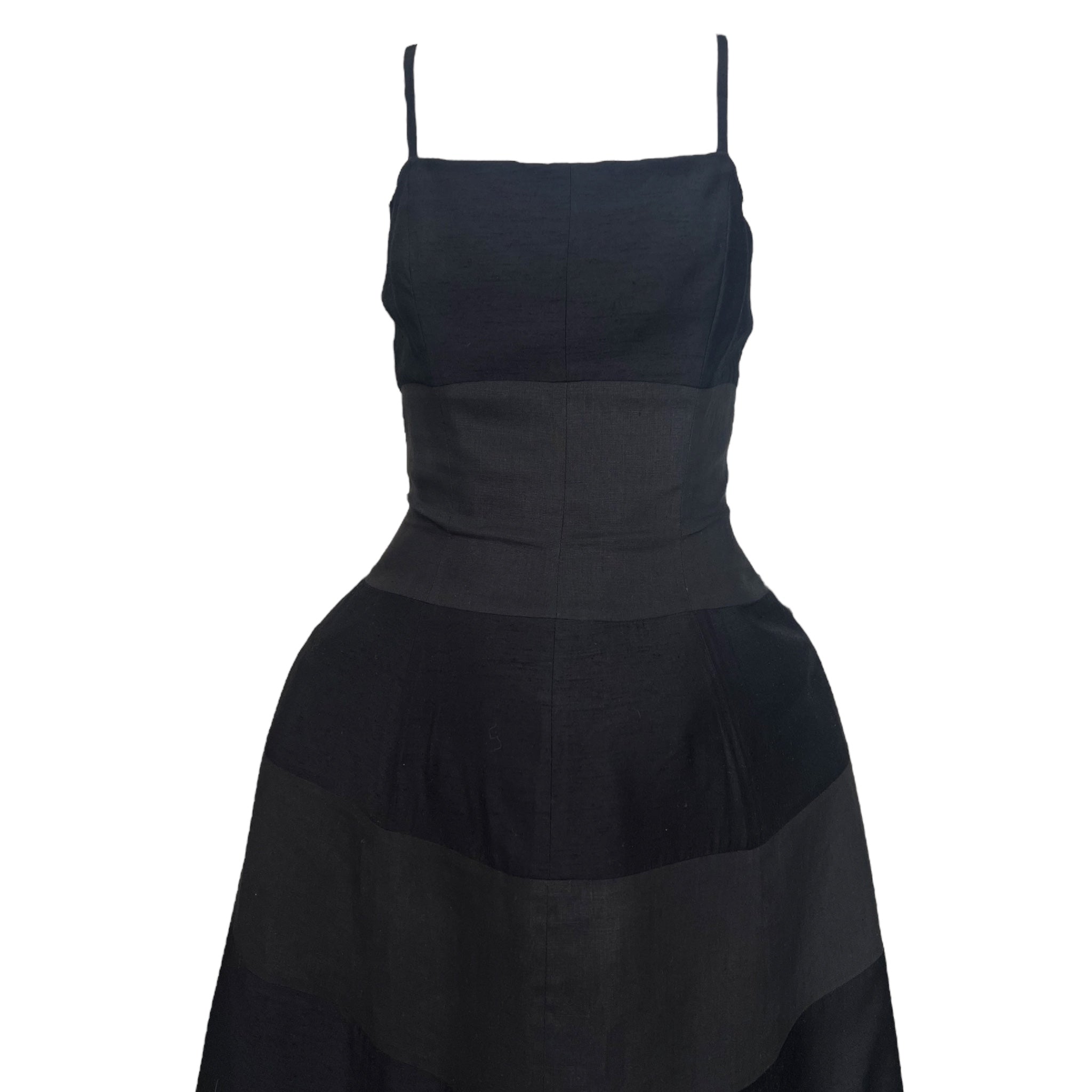 Oliver by Valentino 1990's Black Midi Ball Gown with Panels, top