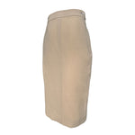 Jean Muir Beige Crepe Wool Swing Jacket and Skirt Suit, New/Old, skirt side