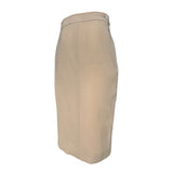 Jean Muir Beige Crepe Wool Swing Jacket and Skirt Suit, New/Old, skirt side