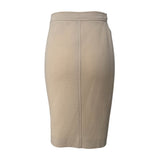 Jean Muir Beige Crepe Wool Swing Jacket and Skirt Suit, New/Old, skirt back