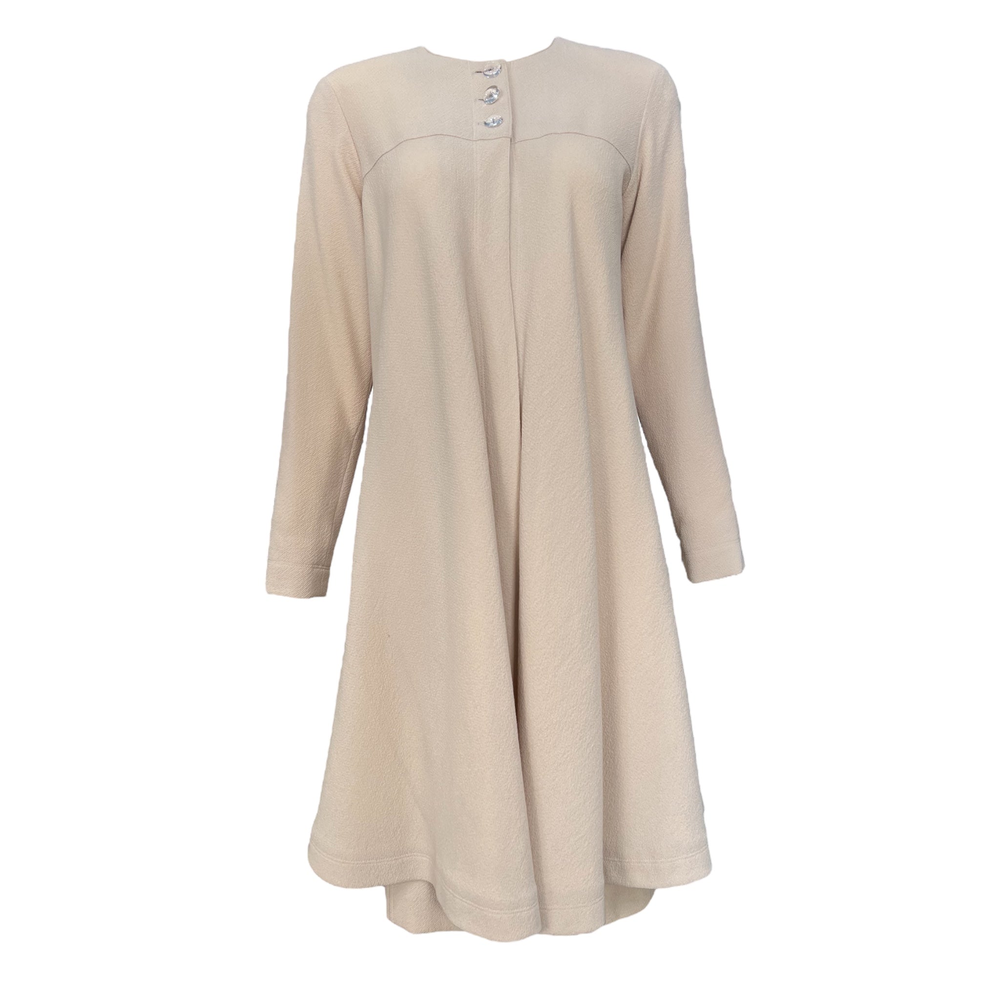 Jean Muir Beige Crepe Wool Swing Jacket and Skirt Suit, New/Old