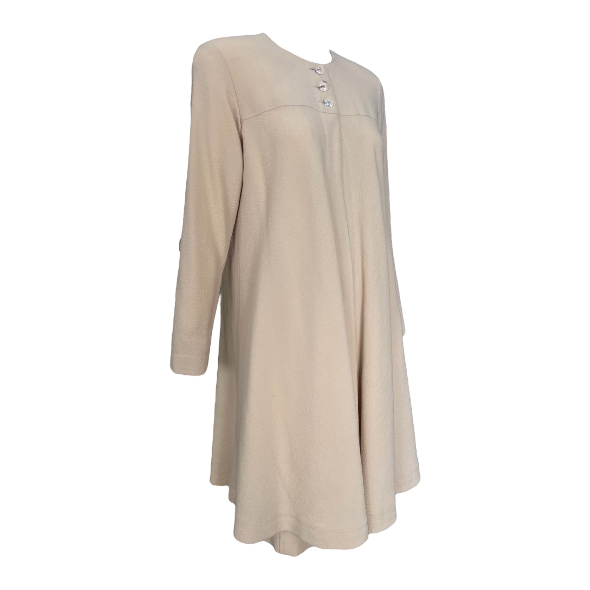 Jean Muir Beige Crepe Wool Swing Jacket and Skirt Suit, New/Old, side