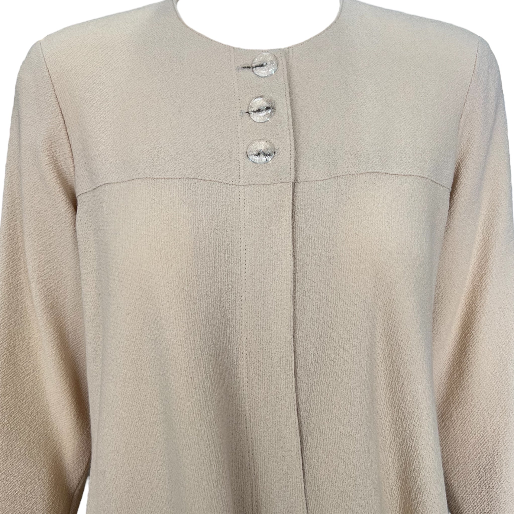 Jean Muir Beige Crepe Wool Swing Jacket and Skirt Suit, New/Old, jacket top