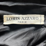 Loris Azzaro 1970's Black Drop Waist Jersey Halter Gown with Rhinestone Bow Decoration, label