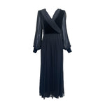 Givenchy Couture 1980's Black Chiffon and Velvet Wrap Bodice Gown
