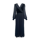 Givenchy Couture 1980's Black Chiffon and Velvet Wrap Bodice Gown