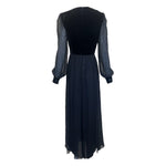 Givenchy Couture 1980's Black Chiffon and Velvet Wrap Bodice Gown, back