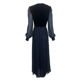 Givenchy Couture 1980's Black Chiffon and Velvet Wrap Bodice Gown, back