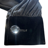 Givenchy Couture 1980's Black Chiffon and Velvet Wrap Bodice Gown, cuff