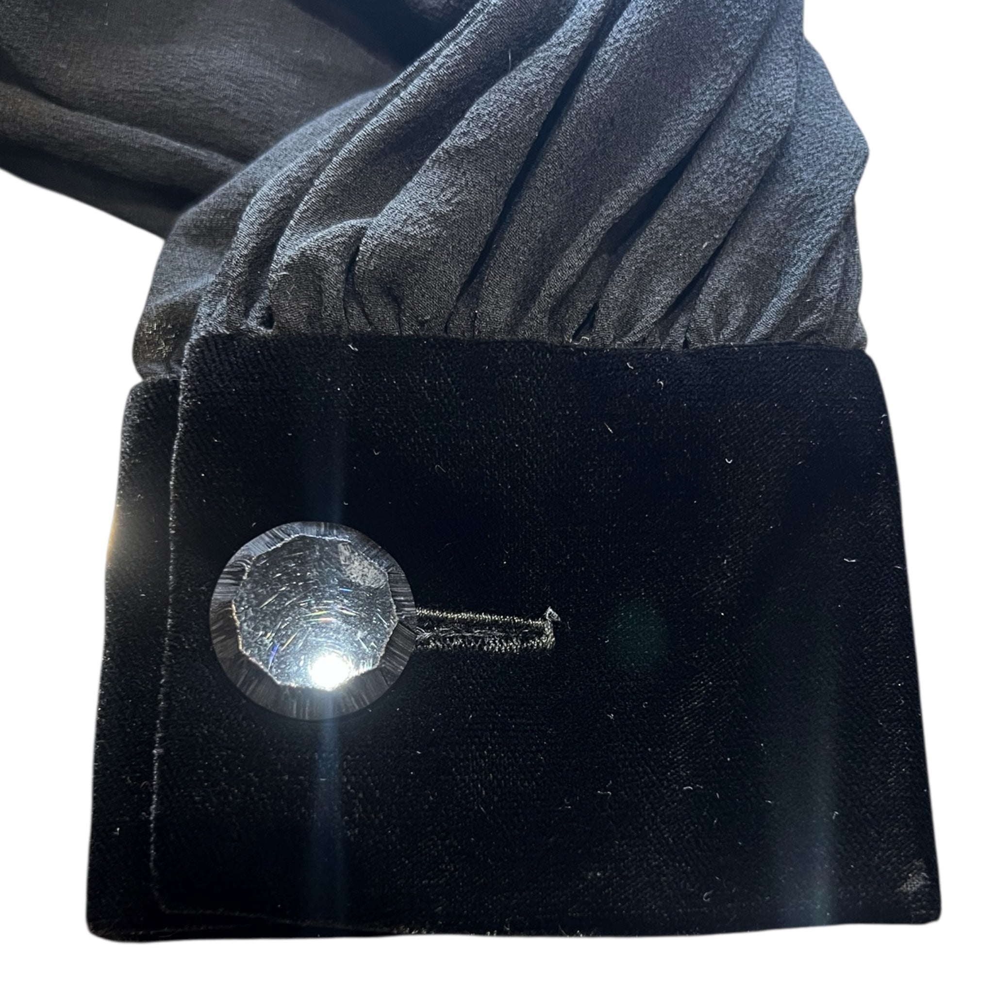 Givenchy Couture 1980's Black Chiffon and Velvet Wrap Bodice Gown, cuff