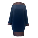 Thierry Mugler 1980's Sculptural Navy and Brown Mini Dress