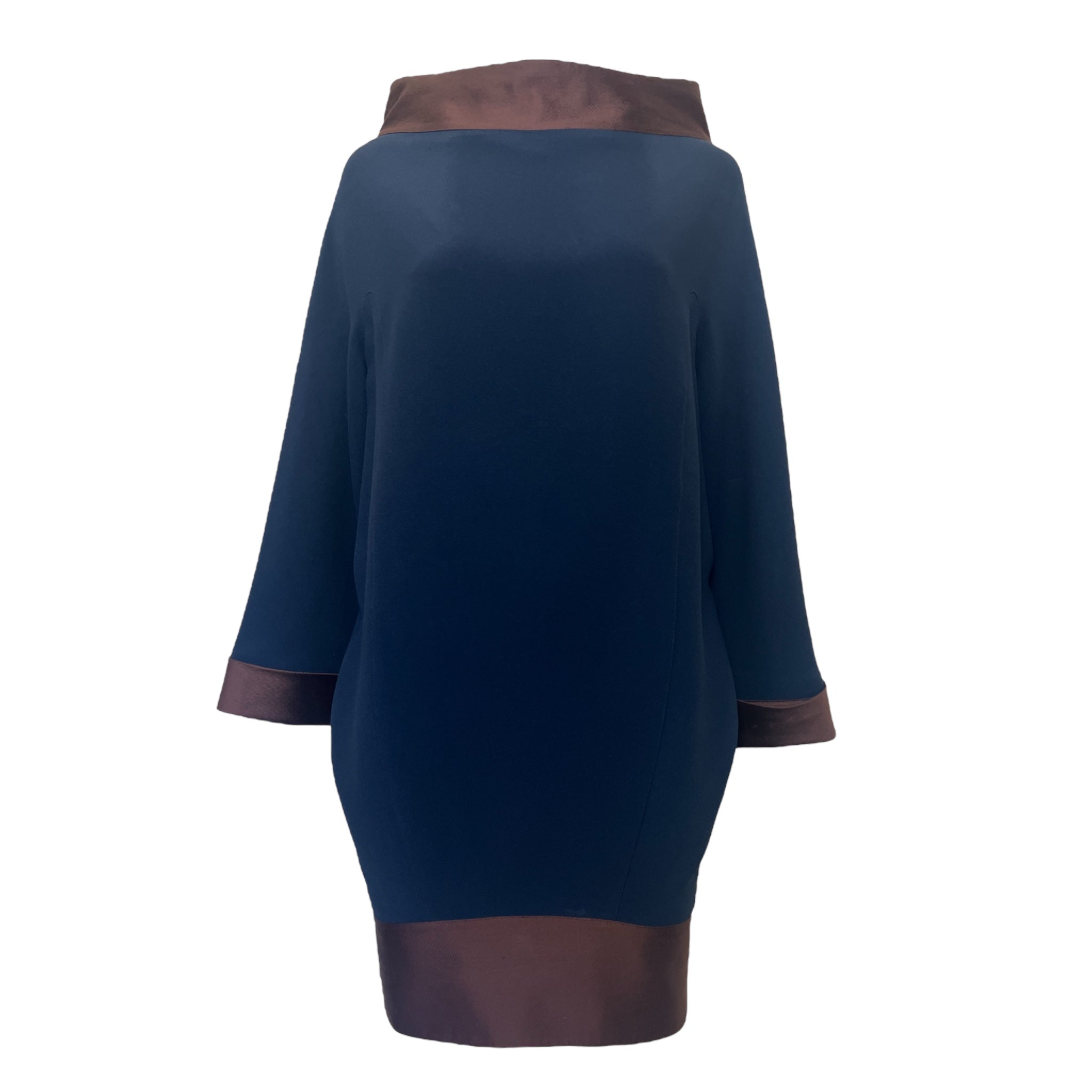 Thierry Mugler 1980's Sculptural Navy and Brown Mini Dress