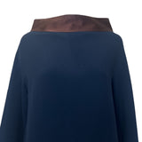 Thierry Mugler 1980's Sculptural Navy and Brown Mini Dress, top