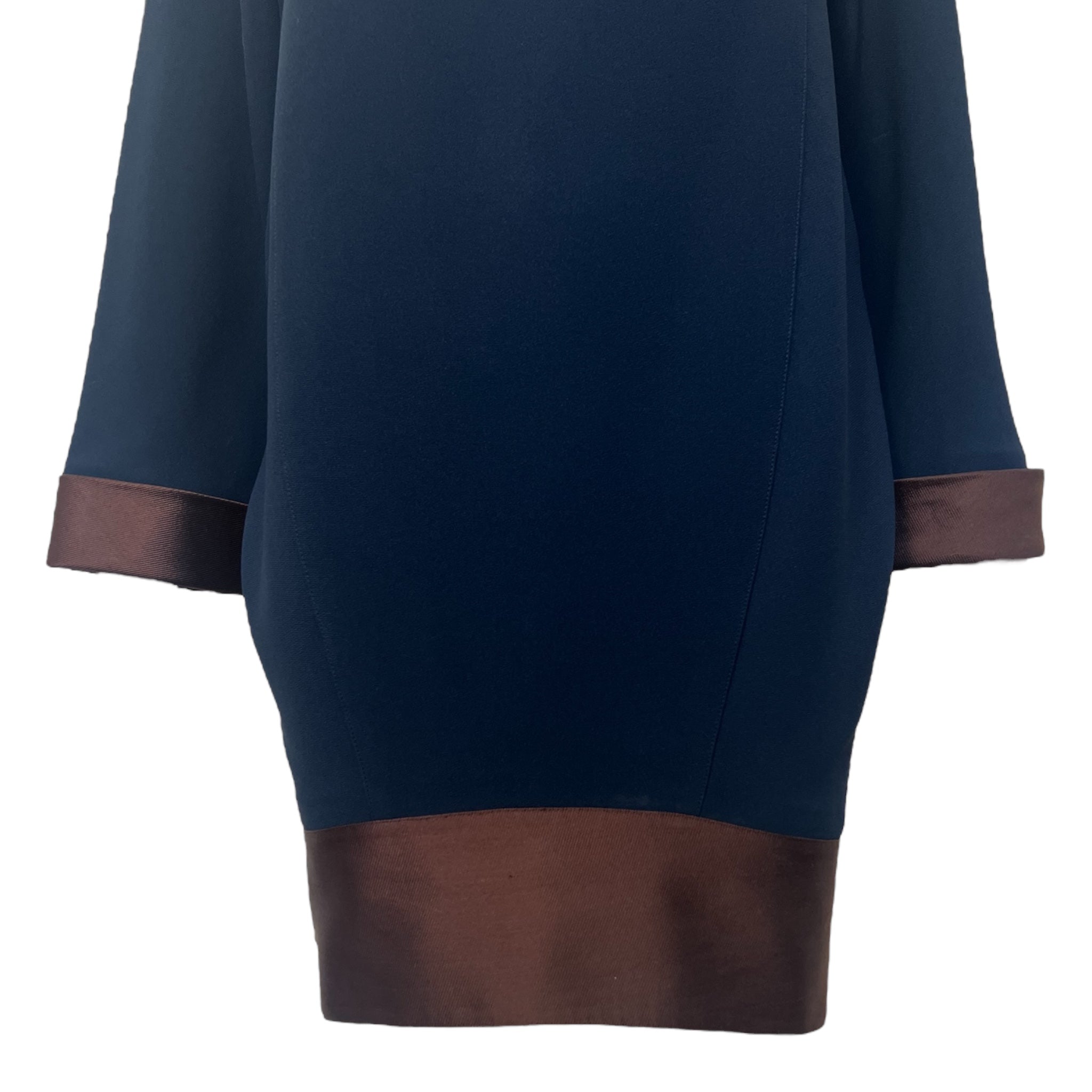 Thierry Mugler 1980's Sculptural Navy and Brown Mini Dress, bottom