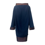Thierry Mugler 1980's Sculptural Navy and Brown Mini Dress, back