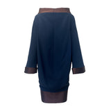 Thierry Mugler 1980's Sculptural Navy and Brown Mini Dress, back