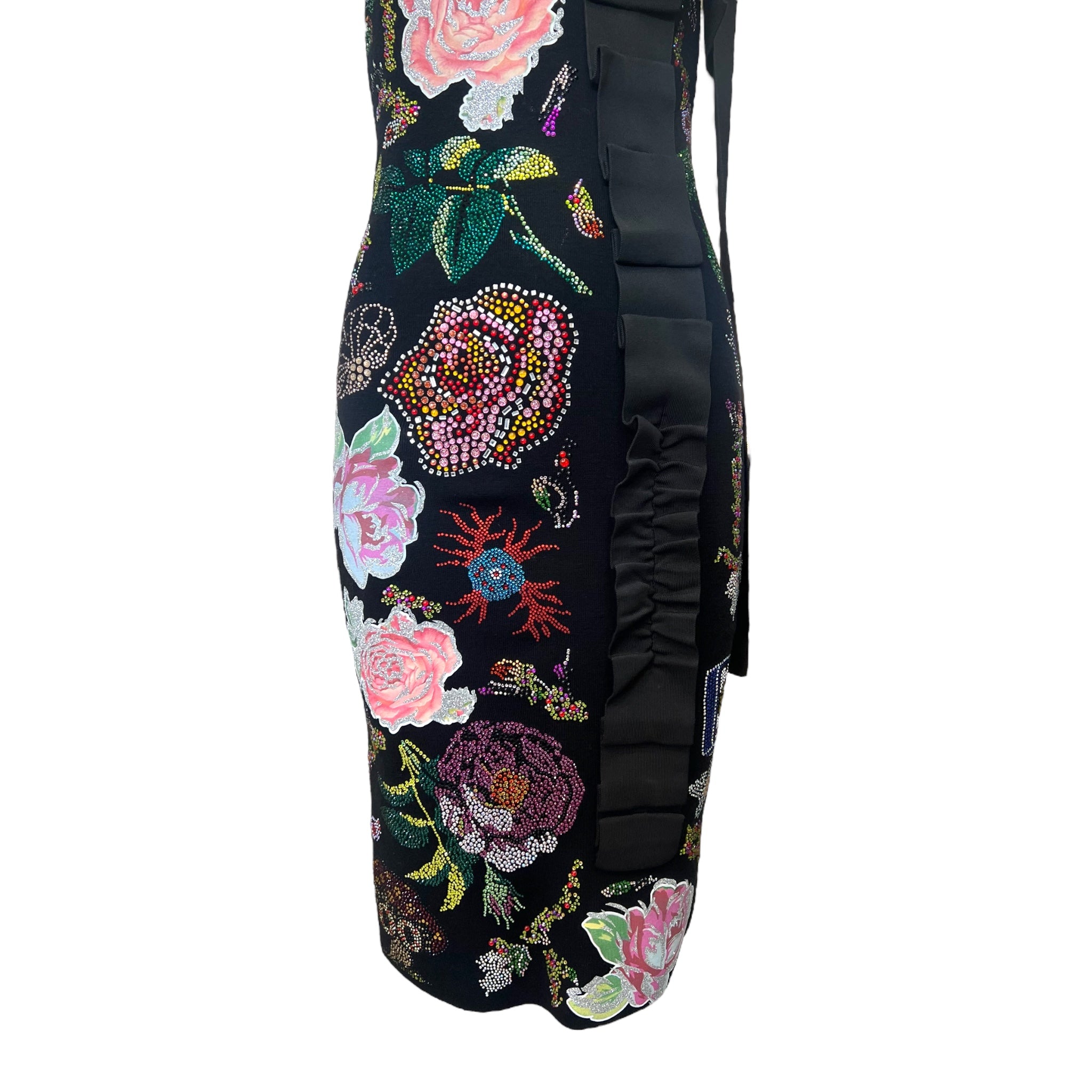 Libertine F/W 2017 Embellished Rose Print Black Wool Dress THE WAY WE WORE Libertine F/W 2017 Embellished Rose Print Black Wool Dress THE WAY WE WORE