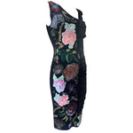 Libertine F/W 2017 Heavily Embellished Rose Print Black Wool Dress, NWT, side