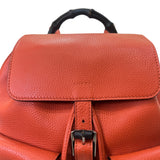Gucci Orange Leather Backpack with Bamboo Handle and Fringe Tassels, detail