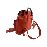 Gucci Orange Leather Backpack with Bamboo Handle and Fringe Tassels, back side
