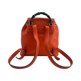 Gucci Orange Leather Backpack with Bamboo Handle and Fringe Tassels, back