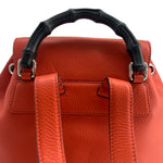 Gucci Orange Leather Backpack with Bamboo Handle and Fringe Tassels, handle