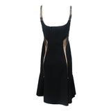 Chado Ralph Rucci Black Wool Dress with Bronzed Leather Detail, back