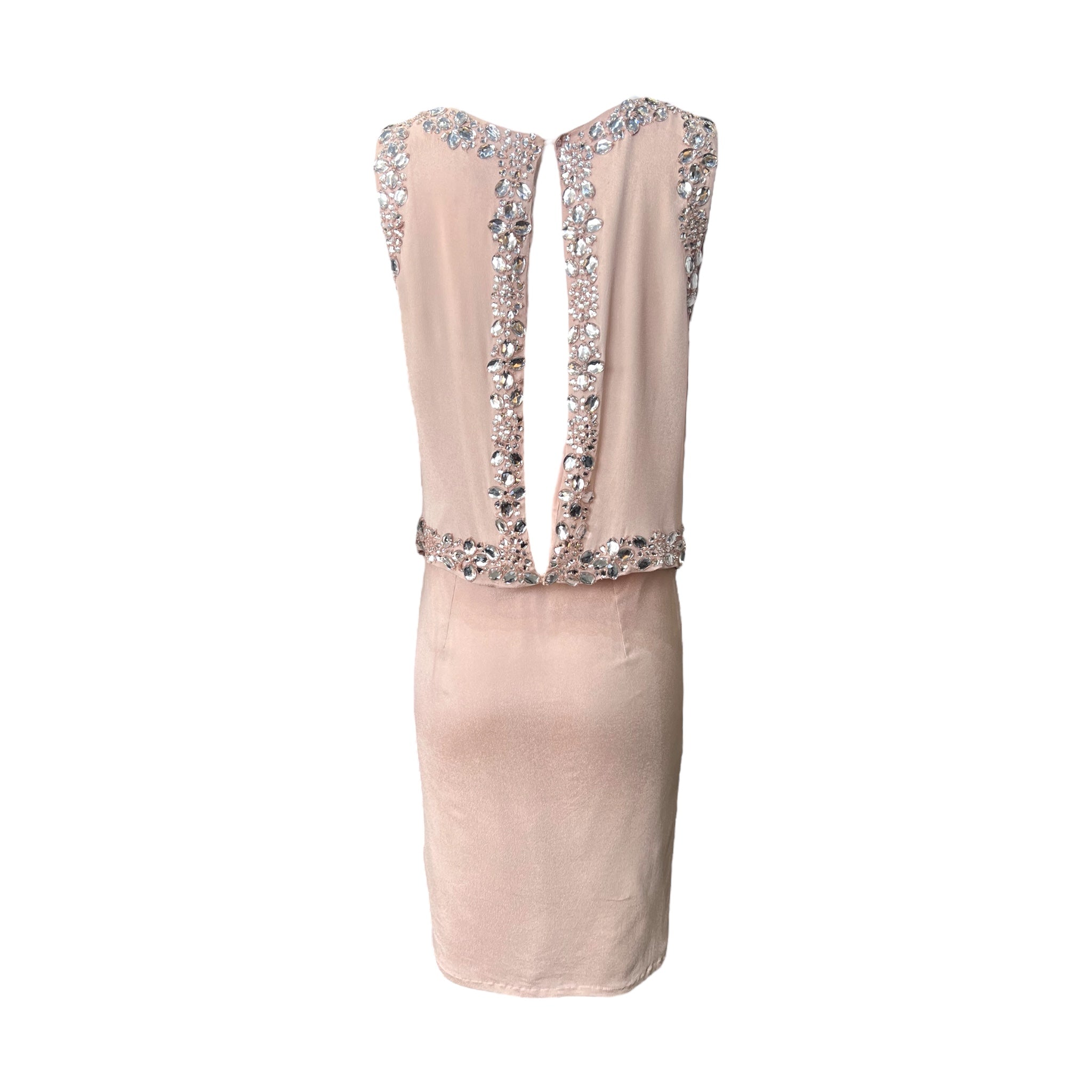 Galliano 2000's Pale Pink Rhinestoned Mini Dress, back