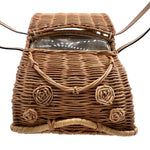 Kate Spade Vita Riva Wicker VW Bug Car Basket Bag, NWT, hood 2