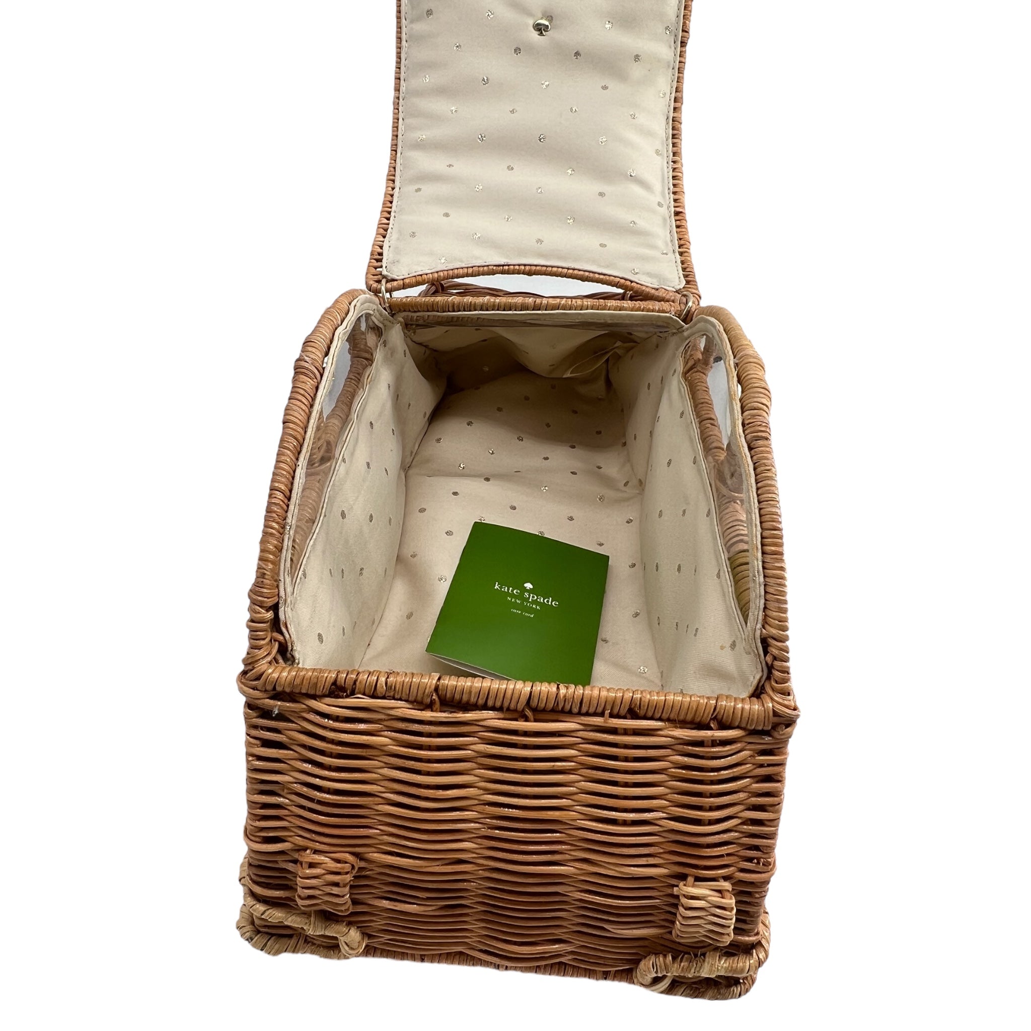 Kate Spade Vita Riva Wicker VW Bug Car Basket Bag, NWT, open