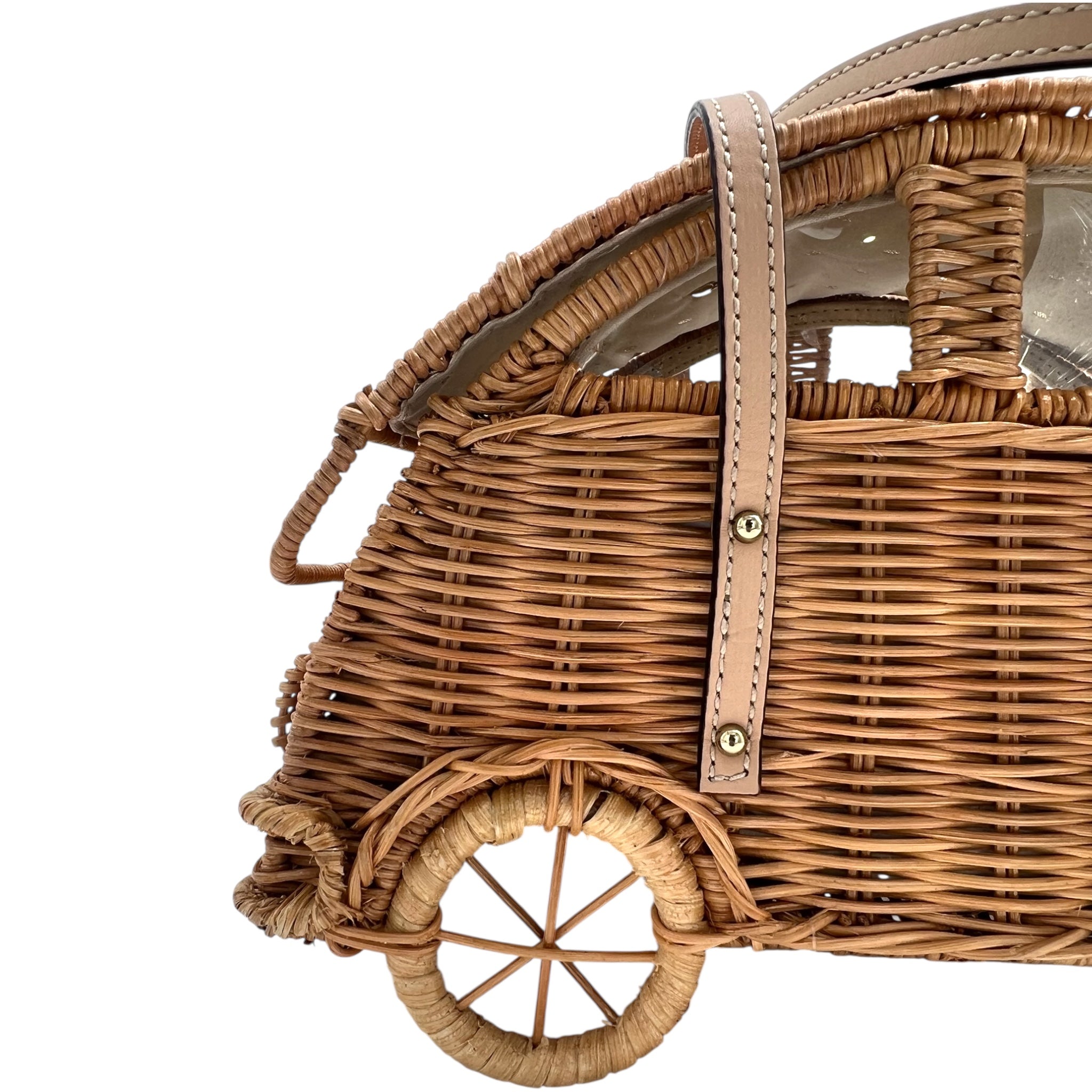 Kate Spade Vita Riva Wicker VW Bug Car Basket Bag, NWT, back