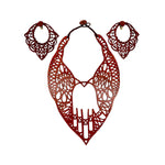 Jean Paul Gaultier Laser-Cut Leather Hamsa Hand Bib Necklace and Earrings