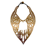 Jean Paul Gaultier Laser-Cut Leather Hamsa Hand Bib Necklace and Earrings, back