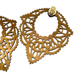 Jean Paul Gaultier Laser-Cut Leather Hamsa Hand Bib Necklace and Earrings, back earrings 2