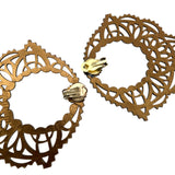 Jean Paul Gaultier Laser-Cut Leather Hamsa Hand Bib Necklace and Earrings, back earrings
