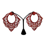 Jean Paul Gaultier Laser-Cut Leather Hamsa Hand Bib Necklace and Earrings, earrings