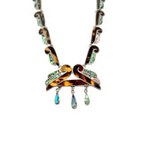 Mexican 1960s Taxco Silver, Abalone and Enamel Necklace. pendant