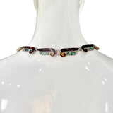 Mexican 1960s Taxco Silver, Abalone and Enamel Necklace, back hook
