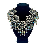 Lawrence VRBA 1990's Large Black Bead and Rhinestone Collar Necklace plus Earrings, 2