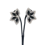 Lawrence VRBA 1990's Large Black Bead and Rhinestone Collar Necklace plus Earrings, displayed