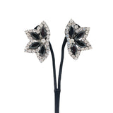 Lawrence VRBA 1990's Large Black Bead and Rhinestone Collar Necklace plus Earrings, displayed